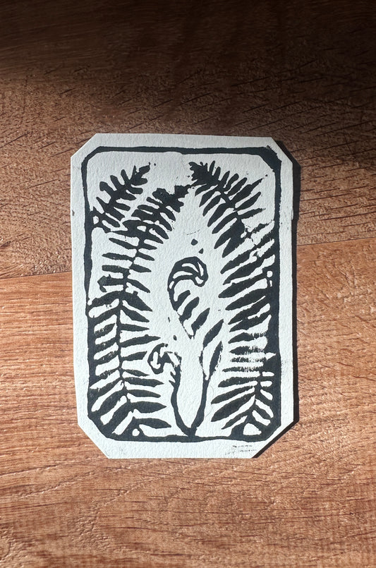 Linocut Fern Mini Print